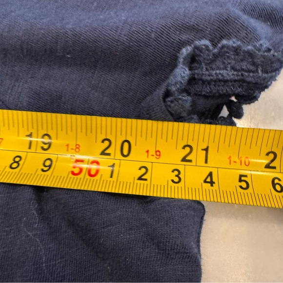 Boden Women’s Navy Blue Peasant Top  Shirt Sleeves Embroidered Trim Sz 10 - Picture 8 of 13